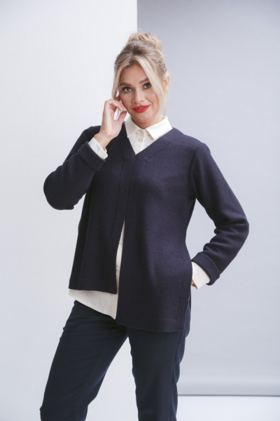 Комплект 3 предмета: рубашка, джемпер и зауженные брюки из текстиля Ma Vie М-676/1 - фото 8