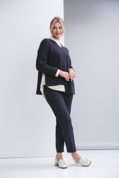 Комплект 3 предмета: рубашка, джемпер и зауженные брюки из текстиля Ma Vie М-676/1 - фото 4