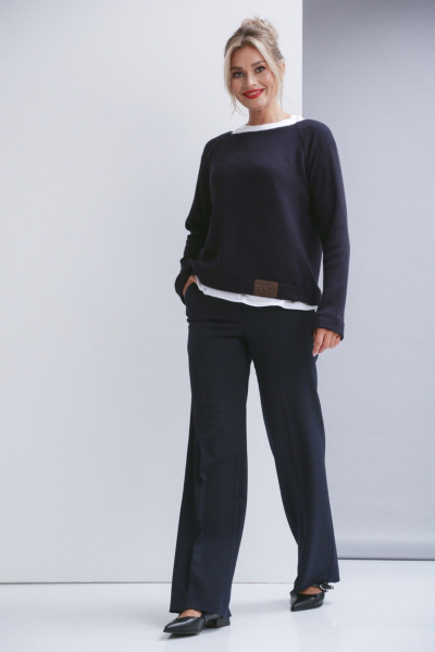 Прямые демисезонные брюки из текстиля со стрелками и карманами Ma Vie М-677-2 - фото 1