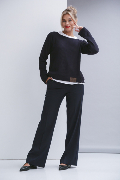 Прямые демисезонные брюки из текстиля со стрелками и карманами Ma Vie М-677-2 - фото 2