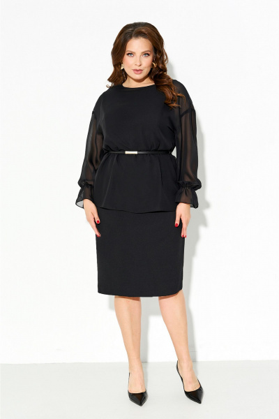 Комплект платье и блуза из трикотажа и шифона для круглогодичного ношения IVA 1632 - фото 1