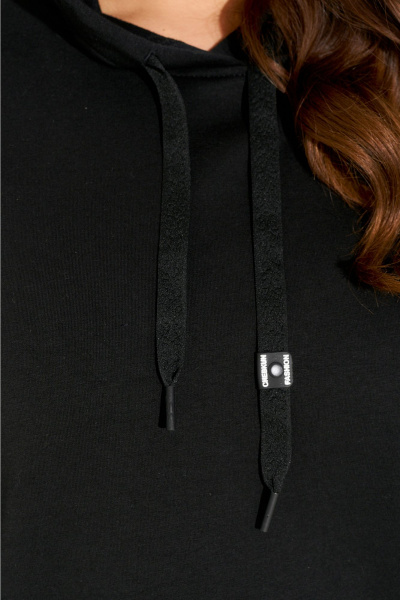 Черный трикотажный джемпер с капюшоном и декоративными бусинами IVA 1636 - фото 7
