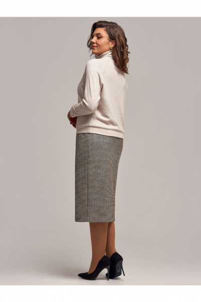 Бежевый юбка-карандаш на подкладке с высокой талией и шлицей IVA 1743 бежевый - фото 2
