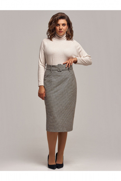 Бежевый юбка-карандаш на подкладке с высокой талией и шлицей IVA 1743 бежевый - фото 1