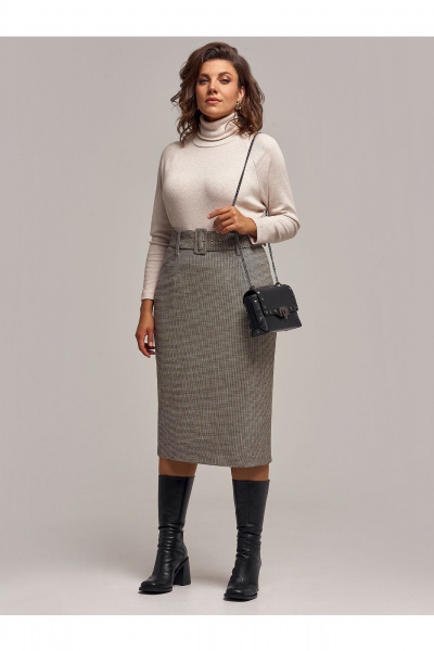Бежевый юбка-карандаш на подкладке с высокой талией и шлицей IVA 1743 бежевый - фото 5