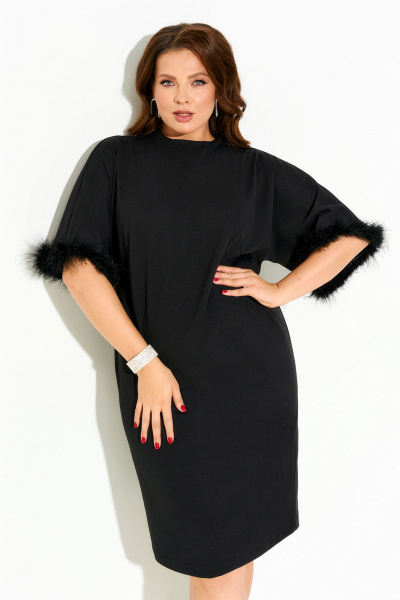 Нарядное платье из текстиля с съемным боа для круглогодичного ношения IVA 1702 - фото 8