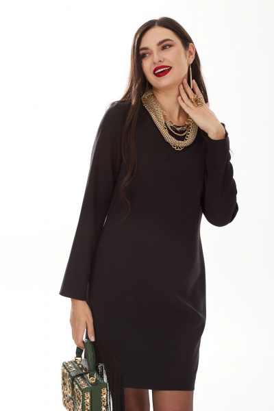 Платье полуприлегающего силуэта с бахромой для нарядных случаев Твой имидж 1998 чёрный - фото 2