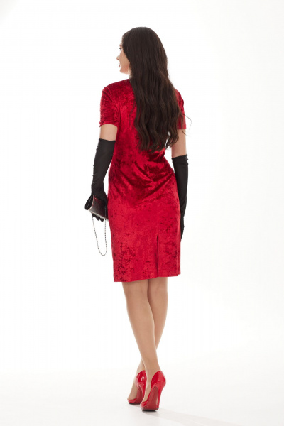 Элегантное платье из велюра с вытачками и разрезом для особых случаев Твой имидж 1993 красный - фото 2