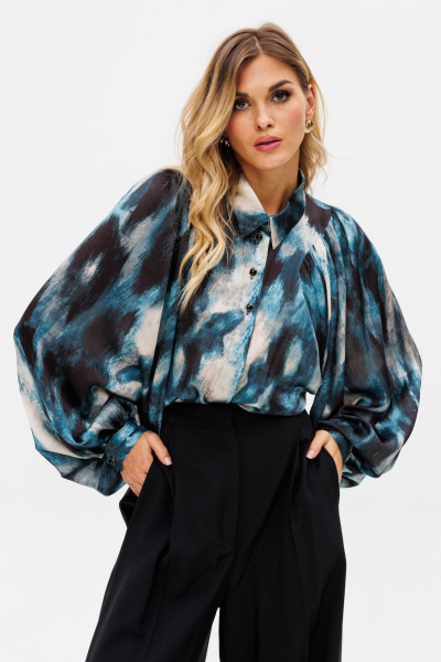 Палаццо из костюмной ткани с лампасами из атласа для нарядных образов EOLA 2530 черный - фото 6