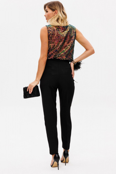 Зауженные брюки из текстиля с разрезами и карманами для торжественных случаев EOLA 2600 черный - фото 7