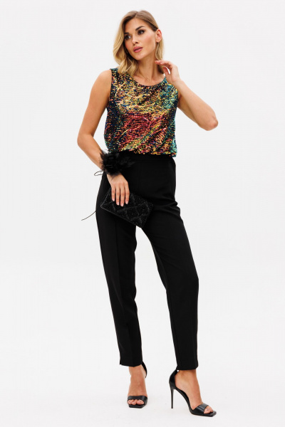 Зауженные брюки из текстиля с разрезами и карманами для торжественных случаев EOLA 2600 черный - фото 6