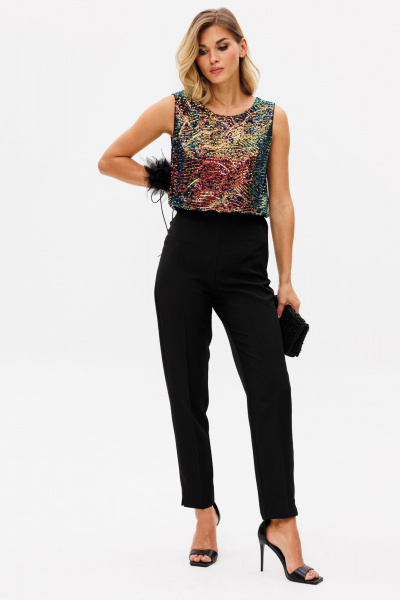 Зауженные брюки из текстиля с разрезами и карманами для торжественных случаев EOLA 2600 черный - фото 5