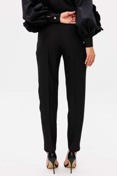 Зауженные брюки из текстиля с разрезами и карманами для торжественных случаев EOLA 2600 черный - фото 3