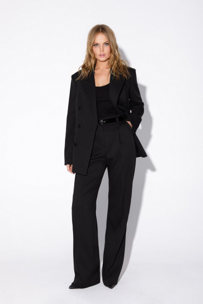 Костюм из текстиля из свободного жакета, жилета и брюк PiRS 5518 черный - фото 1