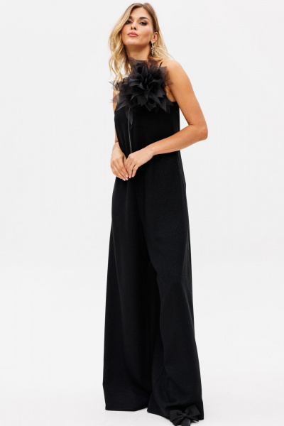 Круглогодичный стилевой комбинезон из костюмной ткани EOLA 2765 черный - фото 7