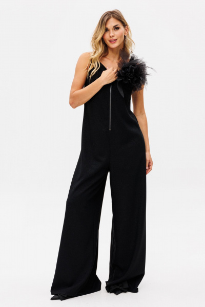 Круглогодичный стилевой комбинезон из костюмной ткани EOLA 2765 черный - фото 6