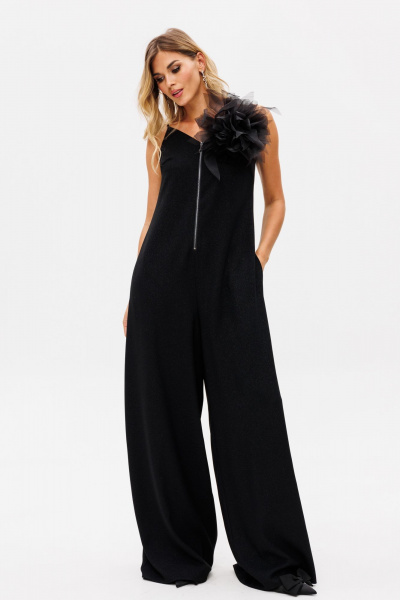 Круглогодичный стилевой комбинезон из костюмной ткани EOLA 2765 черный - фото 3