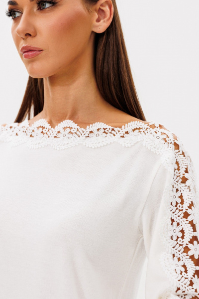 Костюм из вискозы и кружева с джемпером и юбкой VIZAVI 818 молочный - фото 11