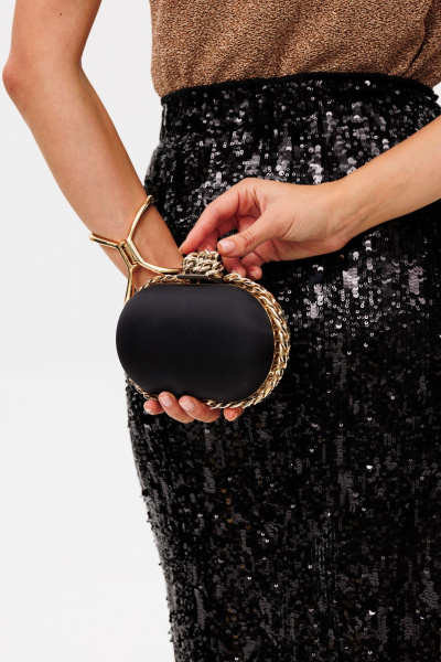 Юбка миди с пайетками и шлицей на спине EOLA 2759 черный - фото 8