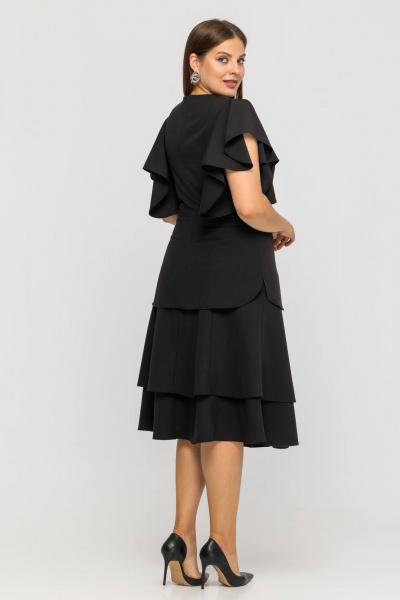 Костюм из текстиля из блузы и юбки, универсальный стиль Avila 0974 черный - фото 6