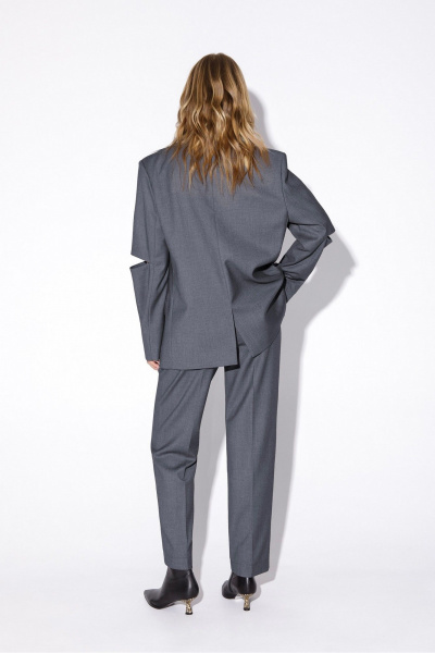 Костюм 3-ка из вискозы с жилетом и брюками со стрелками PiRS 5534 серый - фото 4