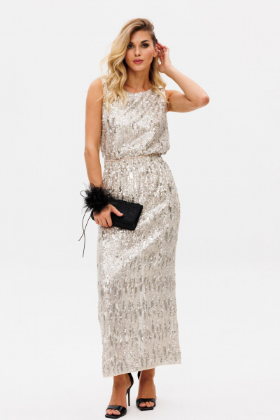 Топ из трикотажа с пайетками и нейтральным кроем EOLA 2751 молочный - фото 6