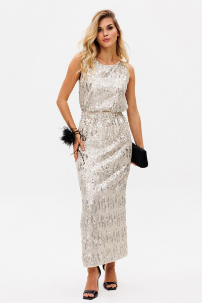 Топ из трикотажа с пайетками и нейтральным кроем EOLA 2751 молочный - фото 5