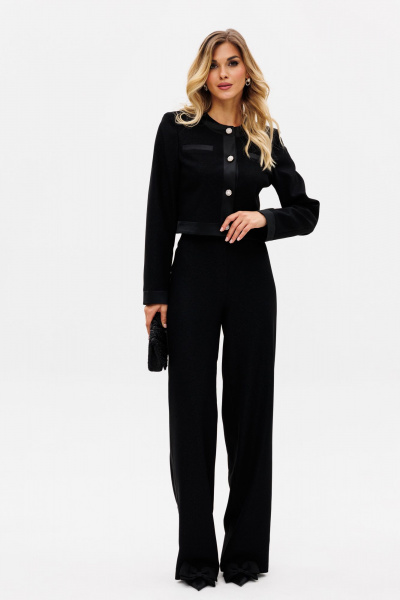 Брючный костюм прямого силуэта для нарядных образов EOLA 2746 черный - фото 3