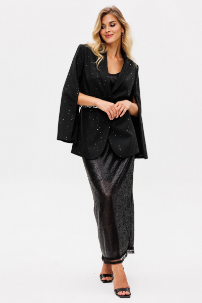 Юбка из трикотажного полотна с пайетками и шлицей EOLA 2745 черный - фото 10