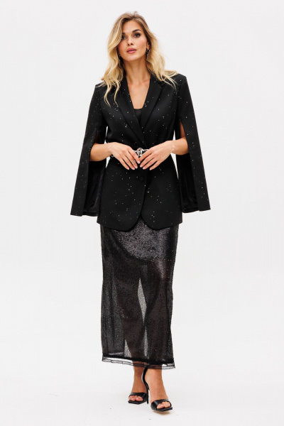 Юбка из трикотажного полотна с пайетками и шлицей EOLA 2745 черный - фото 7