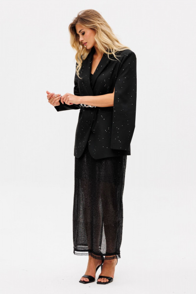 Юбка из трикотажного полотна с пайетками и шлицей EOLA 2745 черный - фото 6