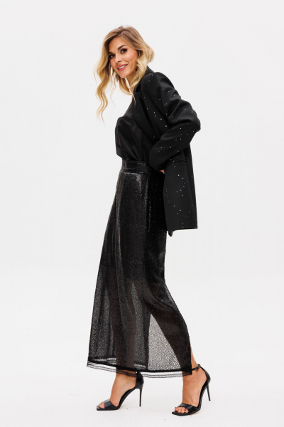 Юбка из трикотажного полотна с пайетками и шлицей EOLA 2745 черный - фото 3