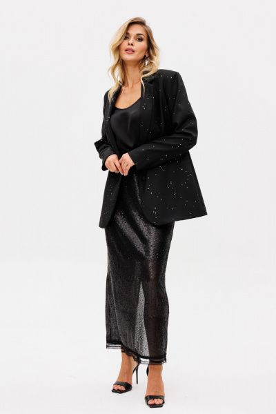 Юбка из трикотажного полотна с пайетками и шлицей EOLA 2745 черный - фото 1