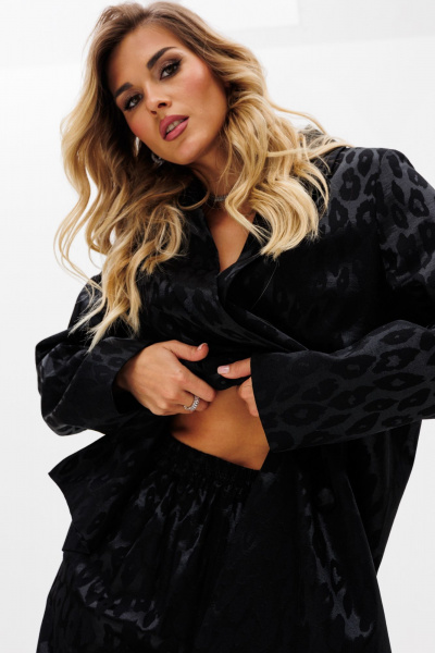 Круглогодичные черные нарядные брюки из текстиля с анималистичным принтом EOLA 2731 черный_рисунок - фото 13