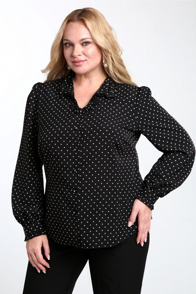 Блуза офисная прямая с вытачками и перьями Таир-Гранд 62439 горох - фото 9