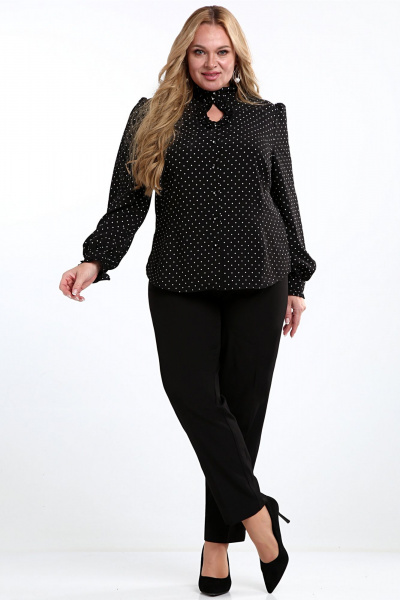 Блуза офисная прямая с вытачками и перьями Таир-Гранд 62439 горох - фото 8