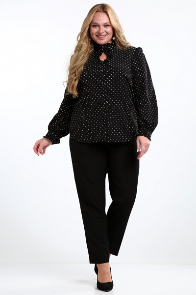 Блуза офисная прямая с вытачками и перьями Таир-Гранд 62439 горох - фото 5