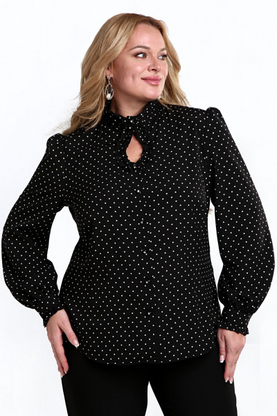 Блуза офисная прямая с вытачками и перьями Таир-Гранд 62439 горох - фото 3