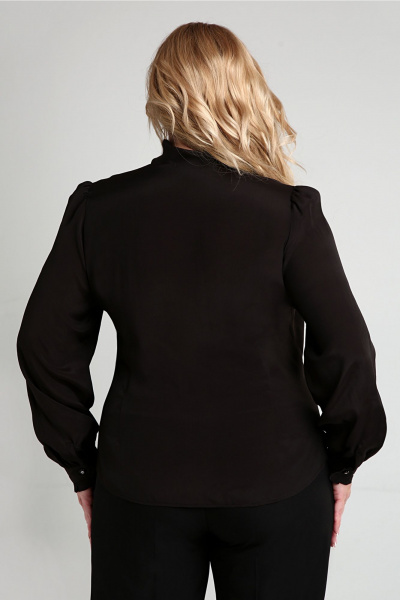 Блуза повседневная прямой силуэт с присборенными рукавами Таир-Гранд 62439 черный - фото 4