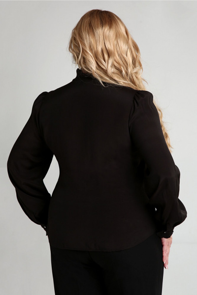 Блуза повседневная прямой силуэт с присборенными рукавами Таир-Гранд 62439 черный - фото 2