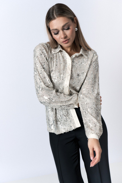 Рубашка нарядная с пайетками на стойке Verita 2337.1 - фото 7