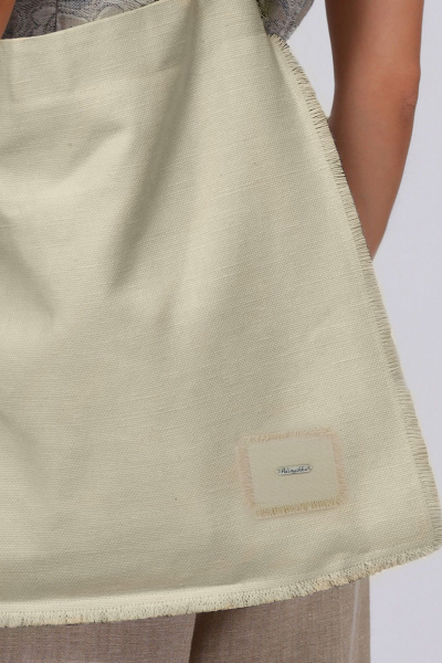 Шопер текстильный бежевый с бахромой и логотипом Полинушка 863 бежевый - фото 3