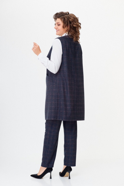 Костюм женский брюк и жилета деловой демисезонный Slaviaelit 544 серая_клетка_меланж - фото 7