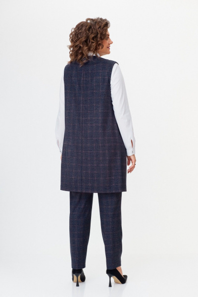 Костюм женский брюк и жилета деловой демисезонный Slaviaelit 544 серая_клетка_меланж - фото 6