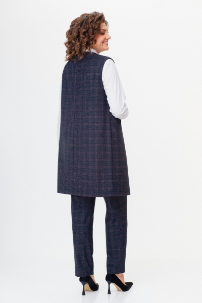 Костюм женский брюк и жилета деловой демисезонный Slaviaelit 544 серая_клетка_меланж - фото 5