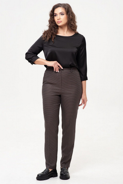 Костюм-двойка из текстиля с классическими брюками IVARI 10403/1 гусиная_лапка_коричневая - фото 8