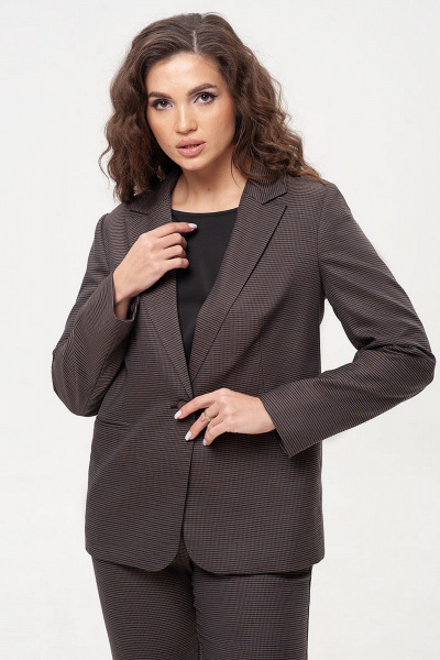 Костюм-двойка из текстиля с классическими брюками IVARI 10403/1 гусиная_лапка_коричневая - фото 5