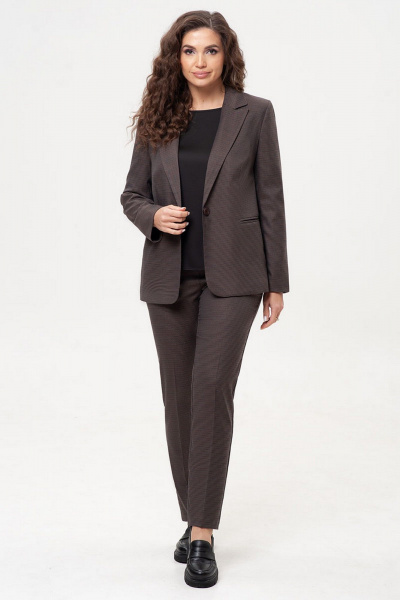 Костюм-двойка из текстиля с классическими брюками IVARI 10403/1 гусиная_лапка_коричневая - фото 2