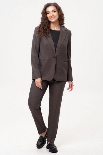 Костюм-двойка из текстиля с классическими брюками IVARI 10403/1 гусиная_лапка_коричневая - фото 1