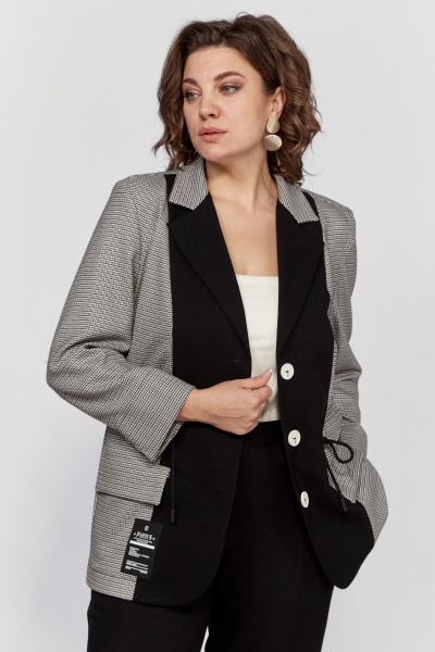 Демисезонный костюм из текстиля с прямыми брюками и жакетом ALEZA 1232 черный - фото 5